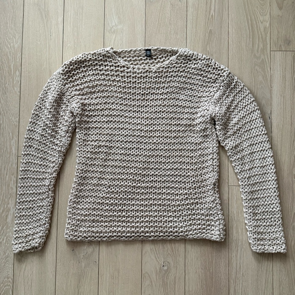 Eleventy Made in Italy Chunky Knit Cotton Sweater in Oat Women’s Size Medium